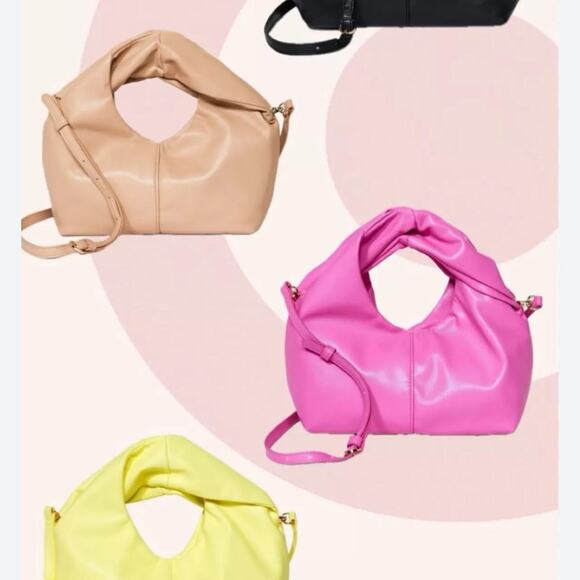 Barbie Pink Faux Leather Hobo Mini Bag Detachable Strap Two Way Crossbody Preppy - Picture 7 of 8